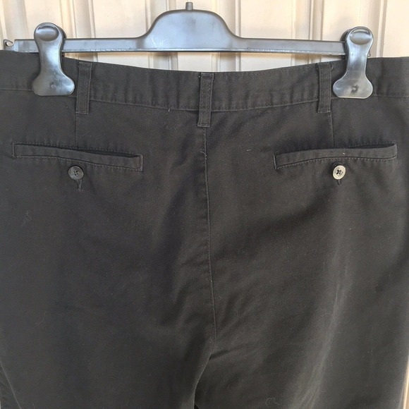 George Cotton Pants SzM34/30 Black Wide Leg Flat Front Pockets Zipper Pre-Owned - Picture 8 of 12